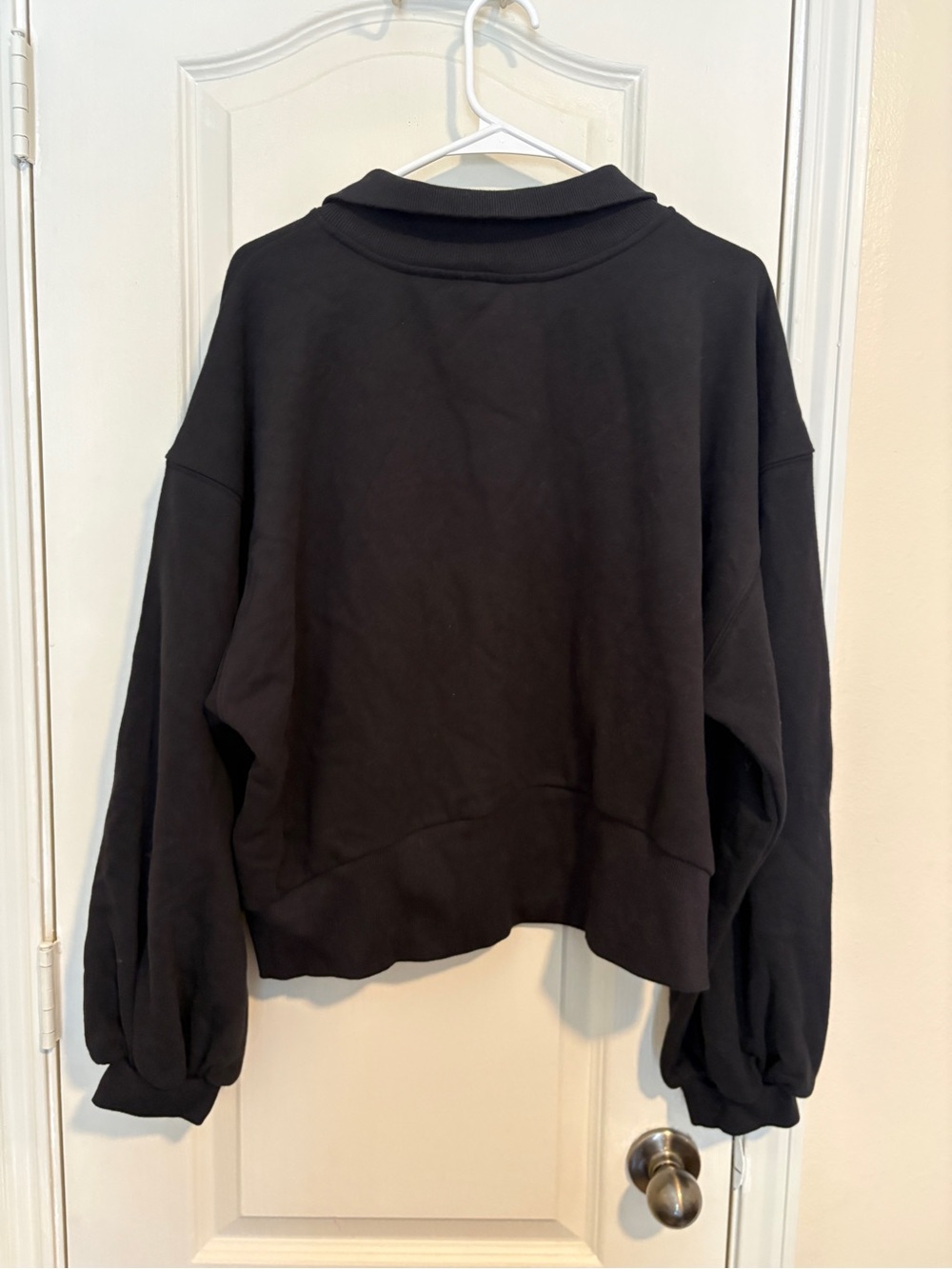 Black JoyLab Snap-Neck Pullover Cropped Sweatshirt - Picture 2 of 4